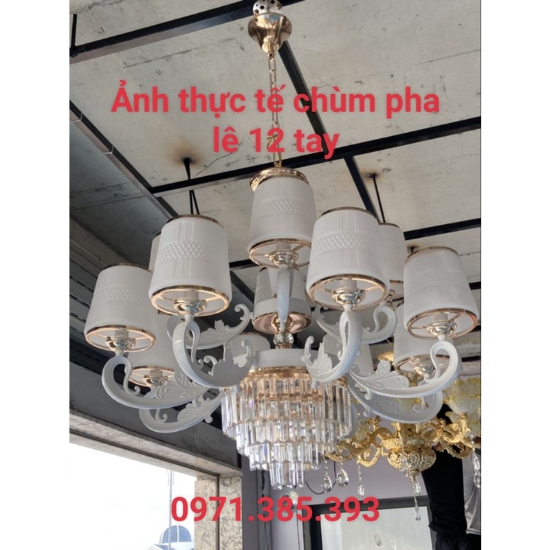 Đèn chùm pha lê hiện đại 8 tay,12 tay (kèm ảnh thực tế) tặng kèm bóng led nến