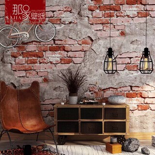 DECAL 1m Giấy dán tường khổ rộng 45cm ( có sẵn keo ) - GẠCH PHỐ CỔ ĐỎ XÁM ELL193