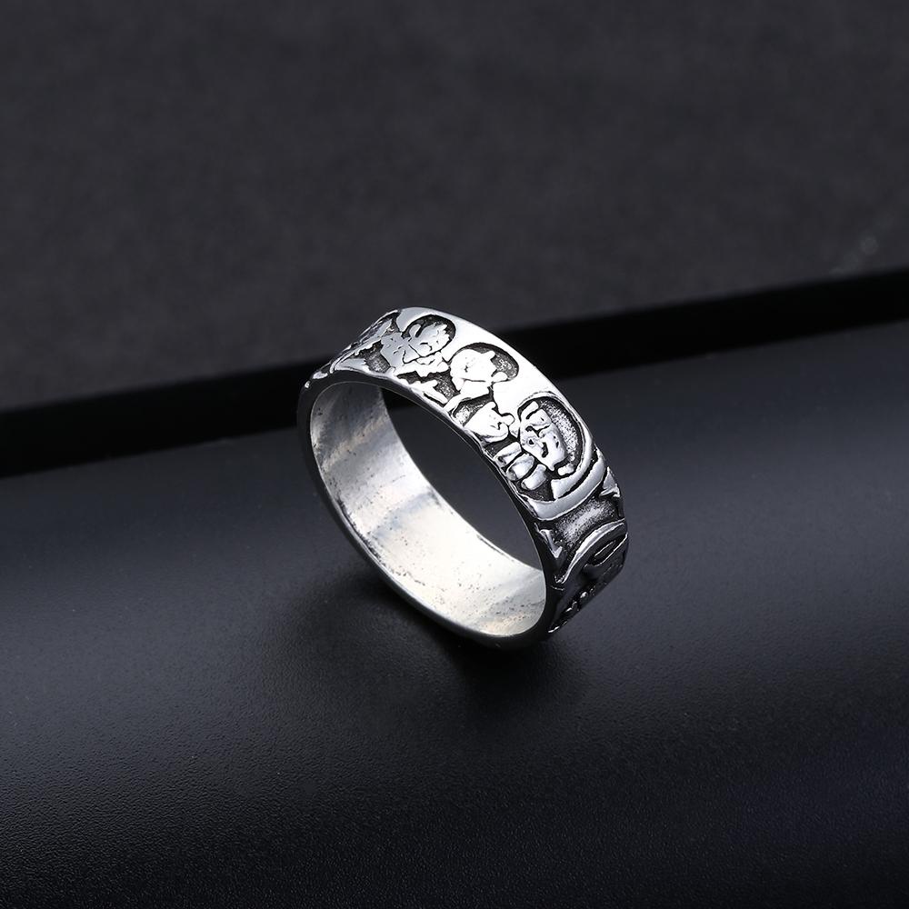PEARLVN Nhẫn Họa Tiết Vẽ Tay Phong Cách Rock Gothic Cổ Điển