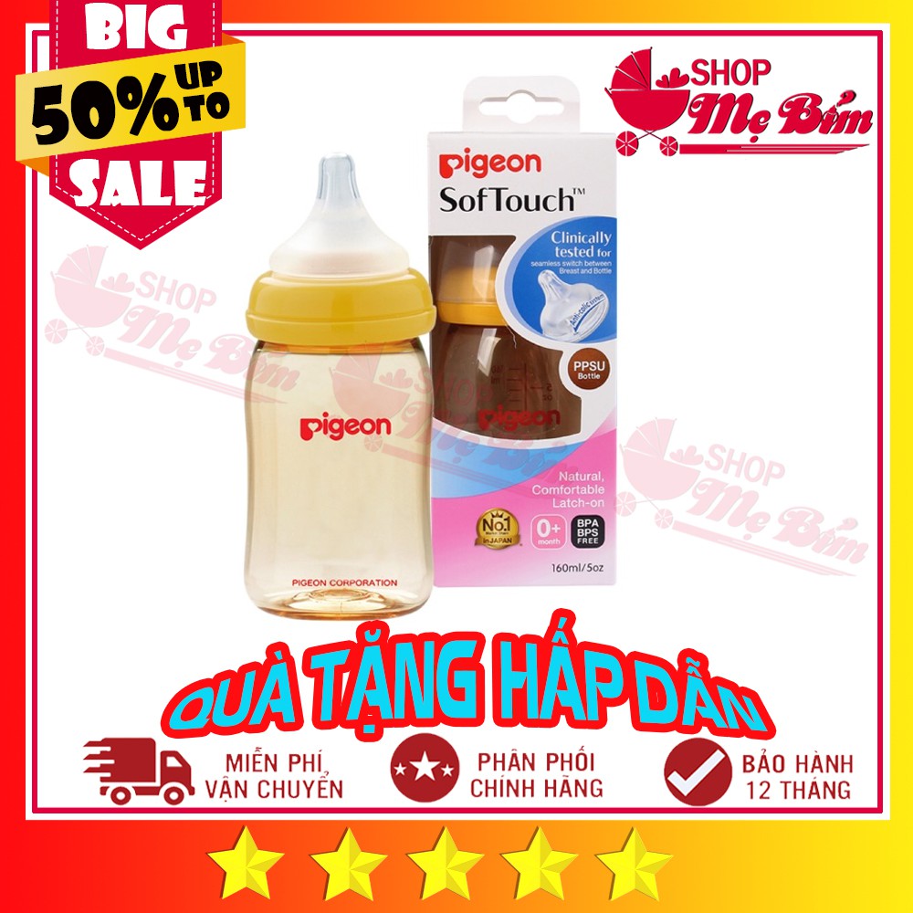 [ĐỦ SIZE] Bình Sữa Pigeon Cổ Rộng Cao Cấp 160ml/240ml