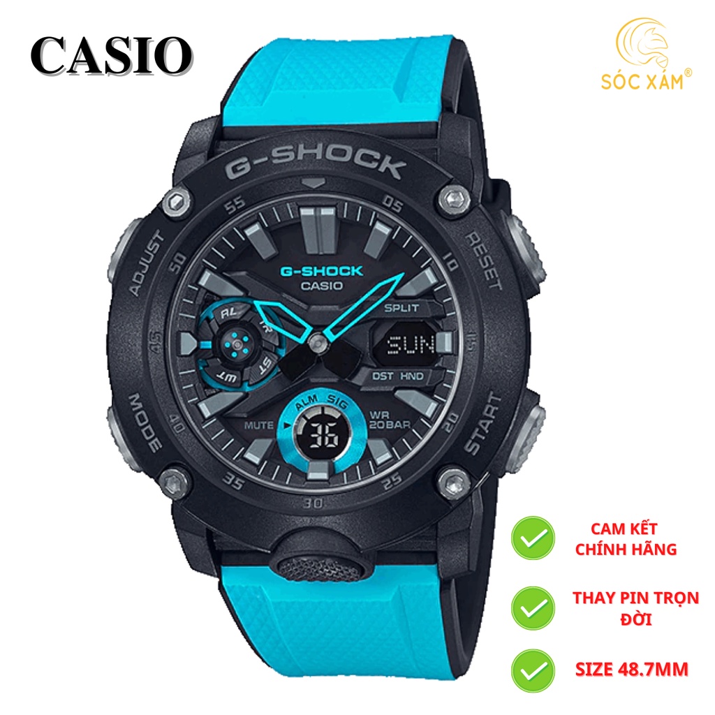 Đồng hồ nam điện tử đẹp ❤️ Đồng hồ đeo tay thể thao nam Casio G-Shock GA-2000 chính hãng rẻ