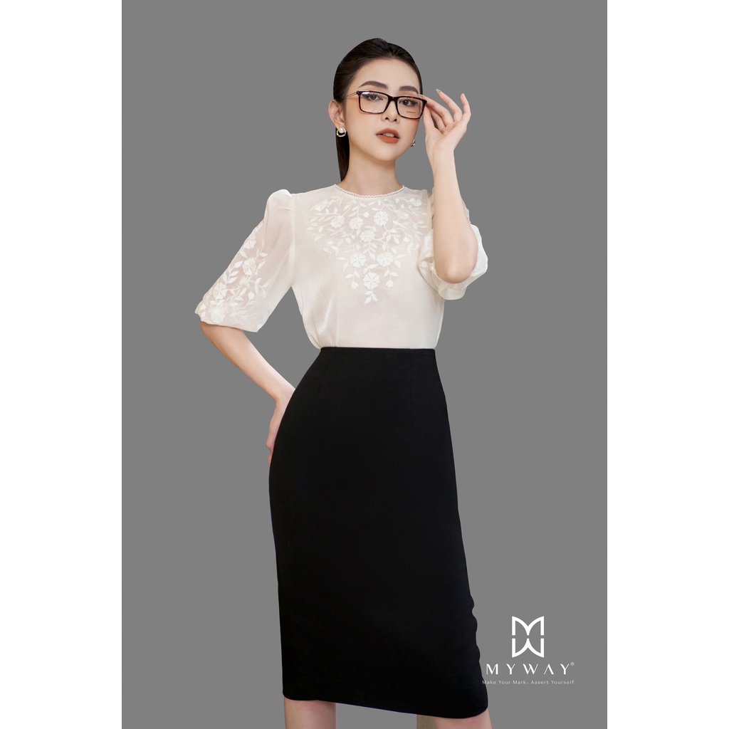 Chân Váy Bút Chì Công Sở MY WAY Cạp Cao Dài Qua Gối Cao Cấp 2MCO204