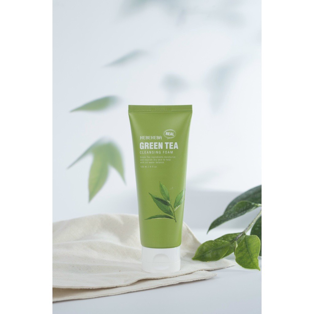 Sữa Rửa Mặt Cho Da Hỗn Hợp Chiết Xuất Trà Xanh Hebeheba Real Greentea Cleansing Foam 120ml