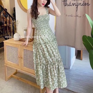 ĐẦM MAXI HOA CÚC 2 dây HANA319