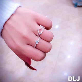2 Nhẫn nữ bạc ta - nhẫn ghép hình trái tim