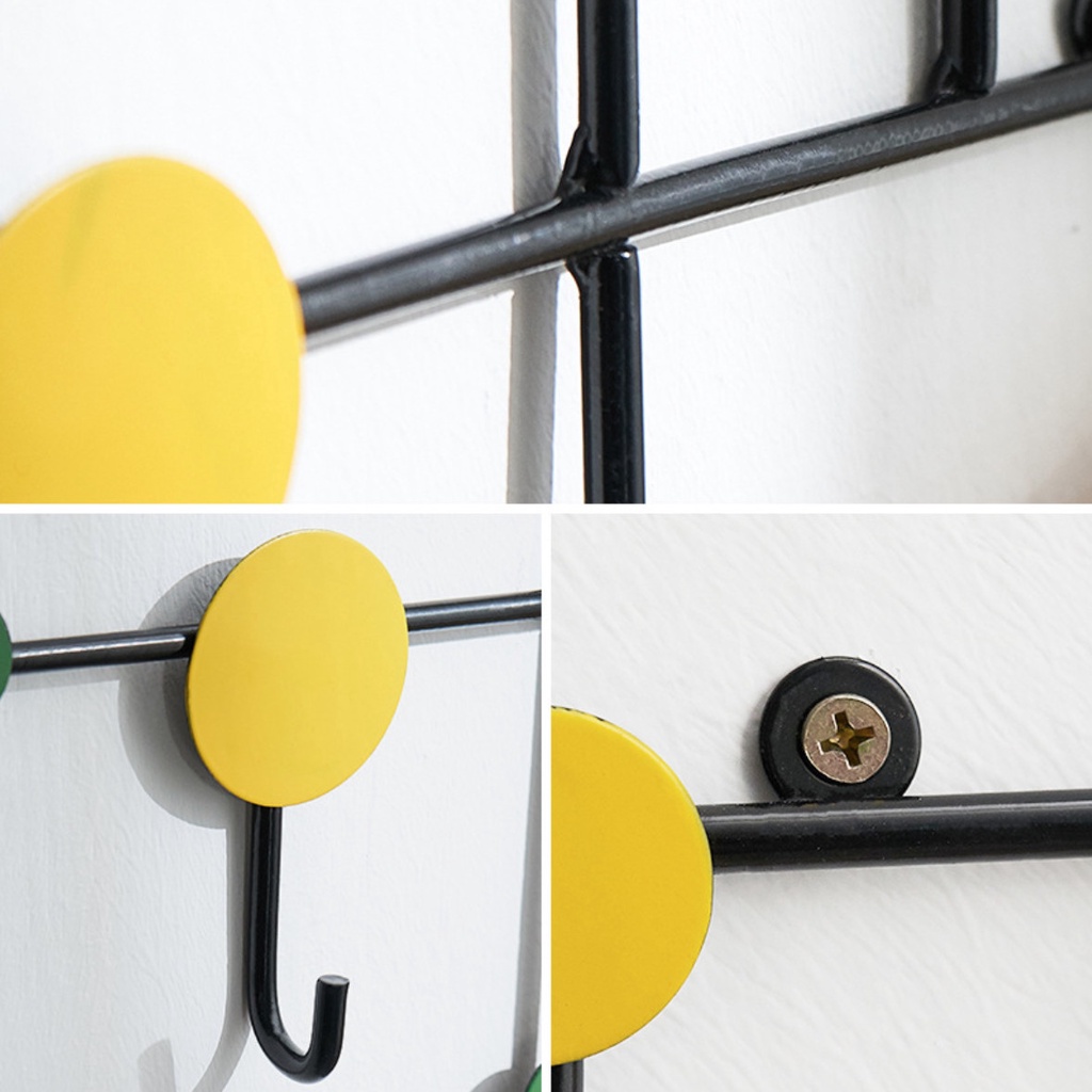 Móc Treo Quần Áo Gắn Tường Không Khoan Chịu Lực Bằng Sắt, Thanh Treo Đồ Dùng Dán Tủ Hình Chấm Tròn BlueBell
