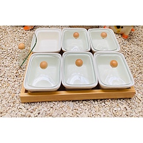 Khay đựng mứt sứ kèm đế gỗ cao cấp