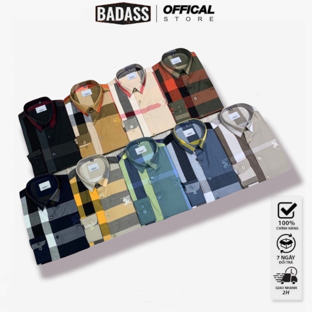 Áo sơ mi ngắn tay BaDass họa tiết caro áo sơ mi cộc tay BBR chất vải cotton dày dặn thấm hút mồ hôi