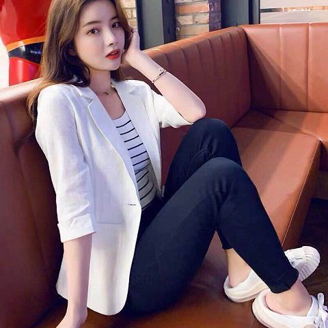 Áo Khoác Blazer Tay Lửng Thời Trang Hàn Quốc Cho Nữ