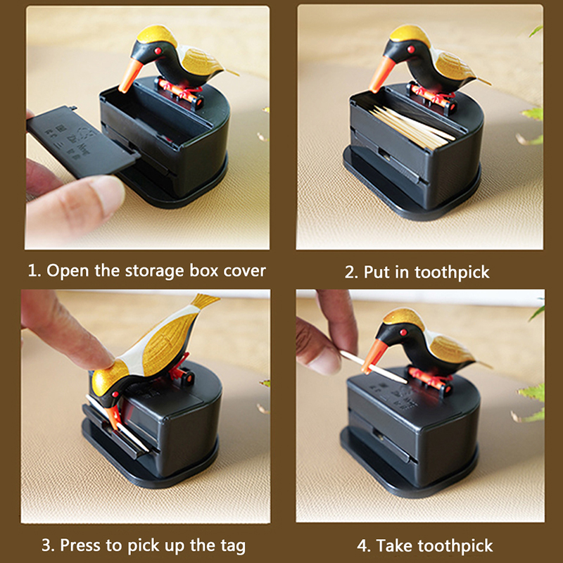 Hũ Đựng Tăm Xỉa Răng Tự Động Hình Chú Chim Xinh Xắn