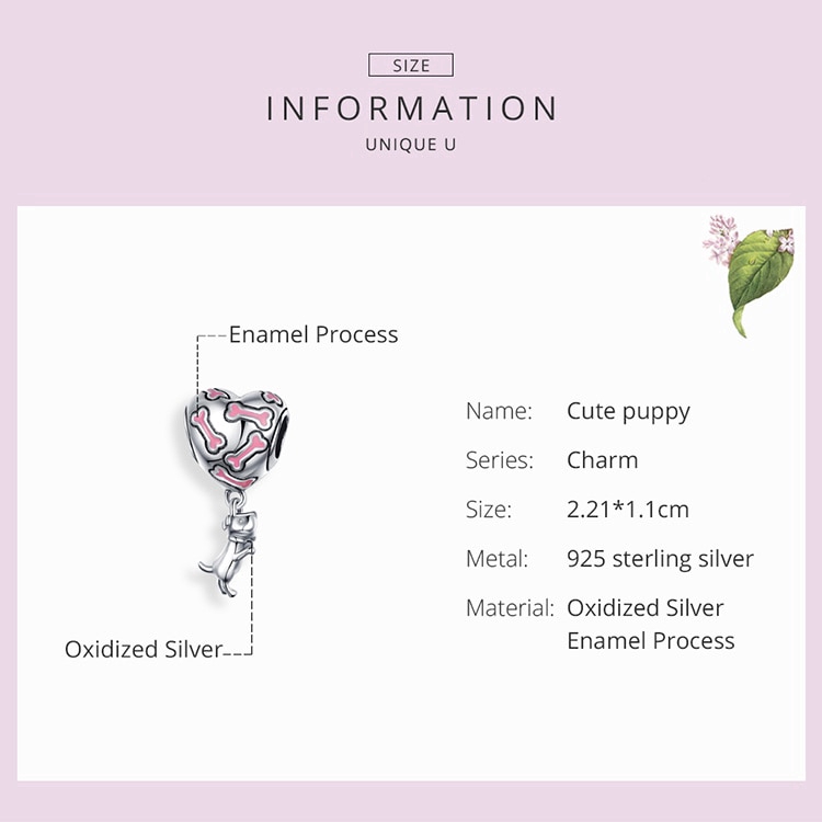 Hạt Charm Bamoer Bạc Hình Chú Chó Tráng Men Dùng Làm Trang Sức Cho Nữ