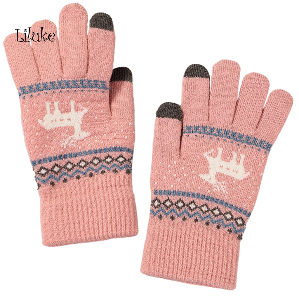 1 Đôi Găng Tay Giữ Nhiệt Họa Tiết Hoạt Hình Giáng Sinh