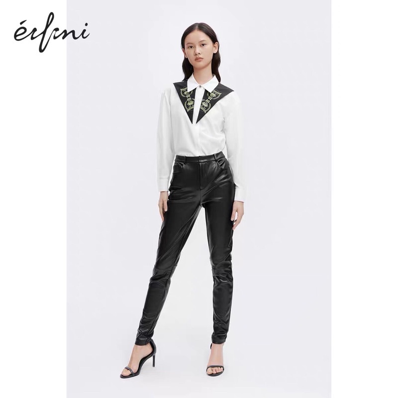 Áo sơ mi trắng cổ hoạ tiết Eifini