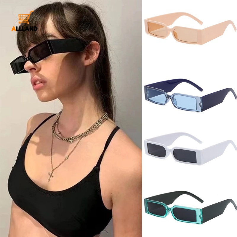 Kính râm unisex gọng vuông màu tối thời trang hip hop cổ điển