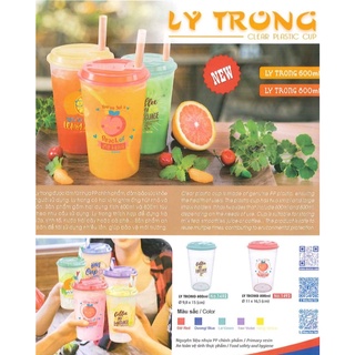 { Tổng kho giá rẻ }COMBO 5 Ly nhựa trong suốt 600 & 800ml Có Nắp Duy Tân