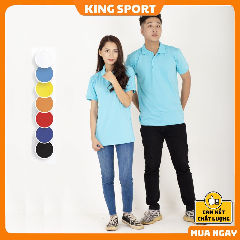 Áo phông nam nữ có cổ form rộng tay ngắn unisex vải poly cá sấu thoáng mát cao cấp giá rẻ chính hãng KING SPORT