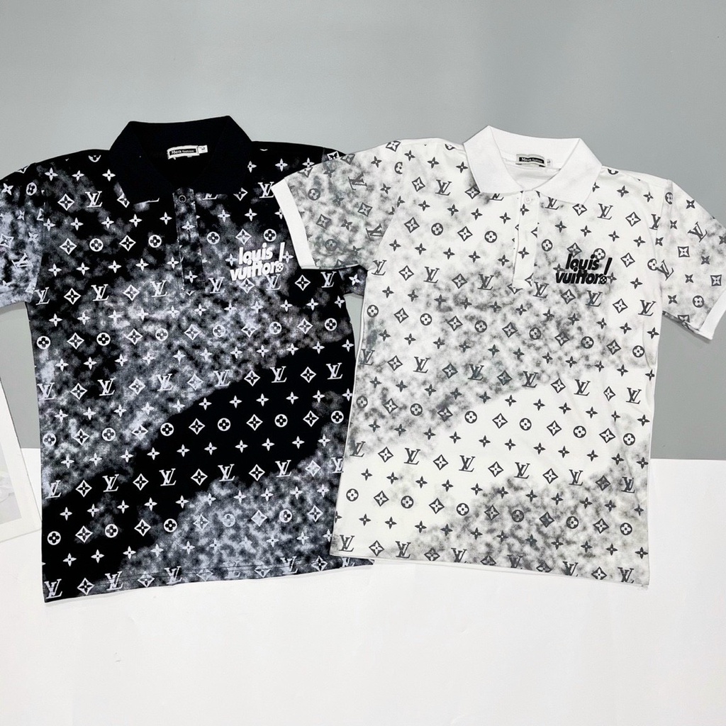 Áo thun nam Polo tay ngắn in LOGO loang màu khắp áo đẹp cao cấp mẫu mới 2022, chất vãi mềm co giản thoái mái KC Store