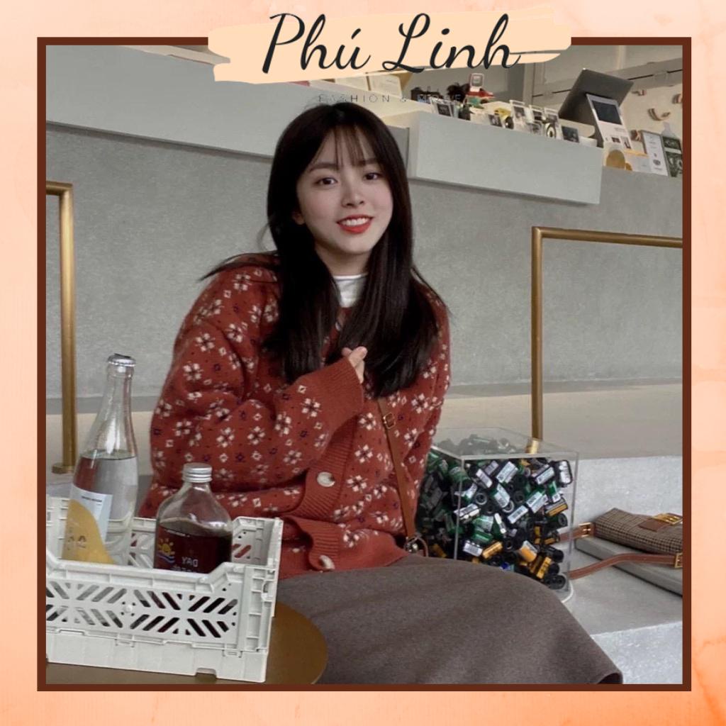 MS830 Áo len hoa văn, áo khoác len đỏ Giáng Sinh Noel, Tết