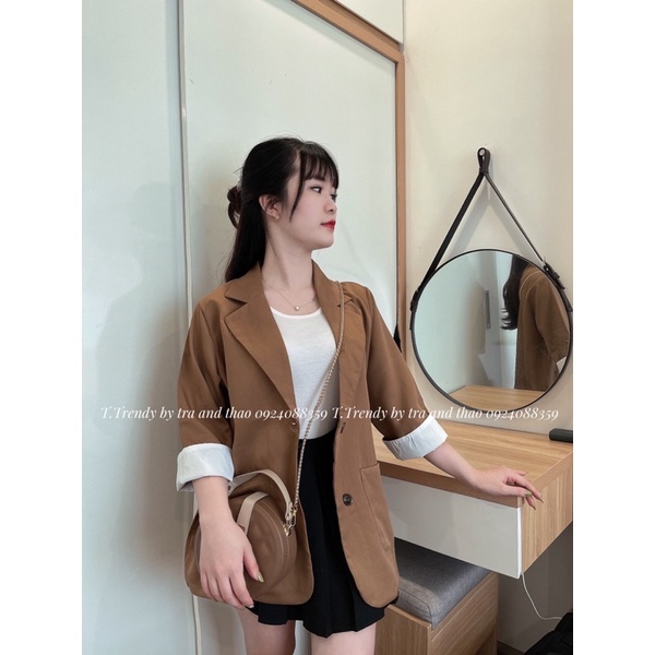 Áo Khoác Blazer Tay Lỡ Dáng Rộng Hàn Quốc Thời Trang Công Sở Xuân Hè , Áo Vest Nữ Khoác Ngoài Tay Lỡ 1 Lớp | BigBuy360 - bigbuy360.vn