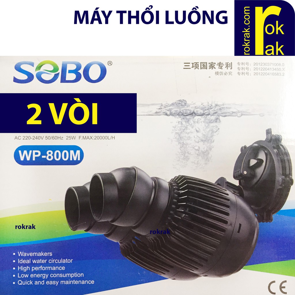 GIÁ SỈ-Máy thổi luồng SOBO WP-800M 800M 2 đầu cho hồ cá