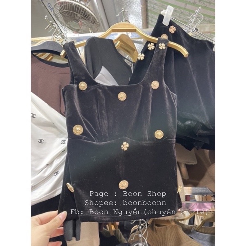 ÁO BA LỖ NHUNG CÚC HOA HOTTREND CÓ BÁN CHÂN VÁY CÚC HOA MS18882