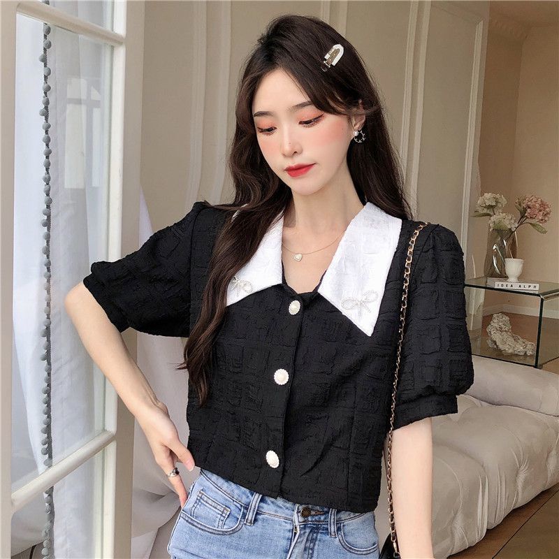 Áo Sơ Mi Ngắn Tay Cổ Chữ v plus size Phong Cách Hàn Quốc Dành Cho Nữ