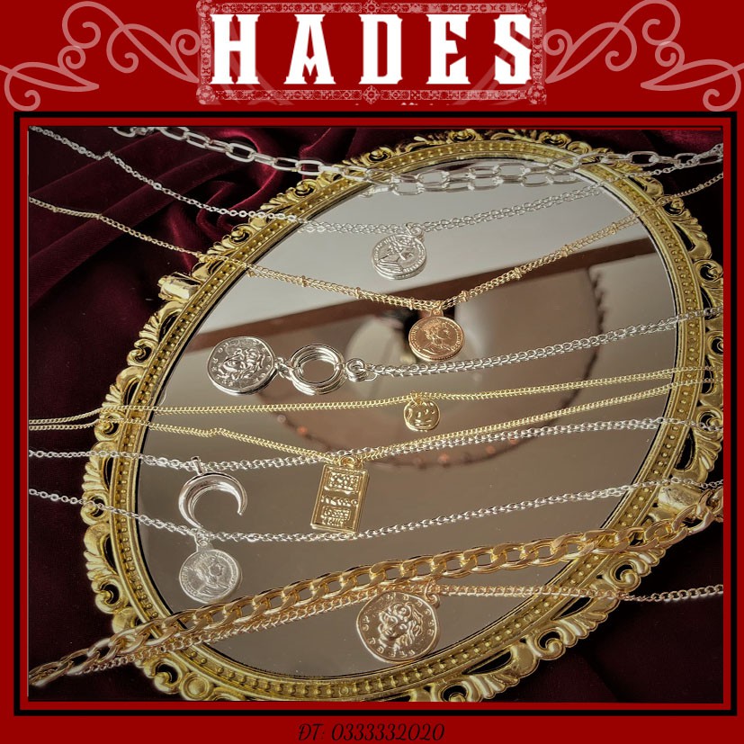 Vòng cổ 2 tầng mặt đồng xu la mã hot trend Âu Mỹ - dây chuyền nữ choker bohemian chain Hades,js