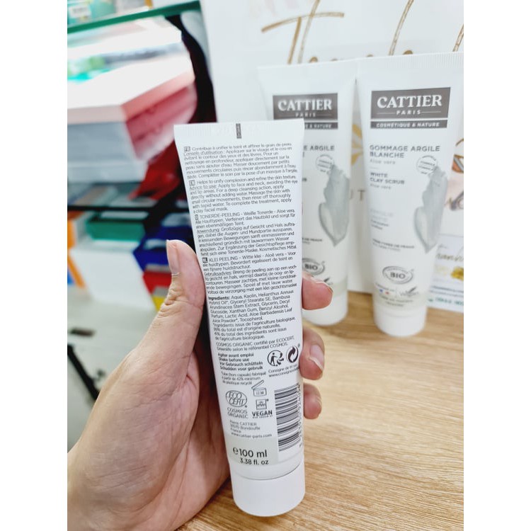 Tẩy Da Chết Cattier Gommage Argile Aloe Vera, dạng hạt, tẩy sạch và dịu nhẹ