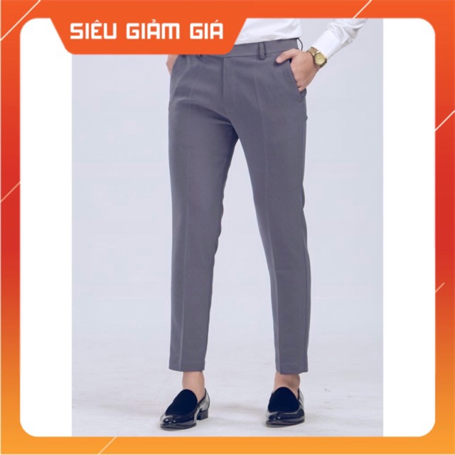 Quần Âu Nam Màu Ghi Tối - Dáng Ôm Co Giãn Nhẹ - Phong Cách Công Sở Lịch Lãm