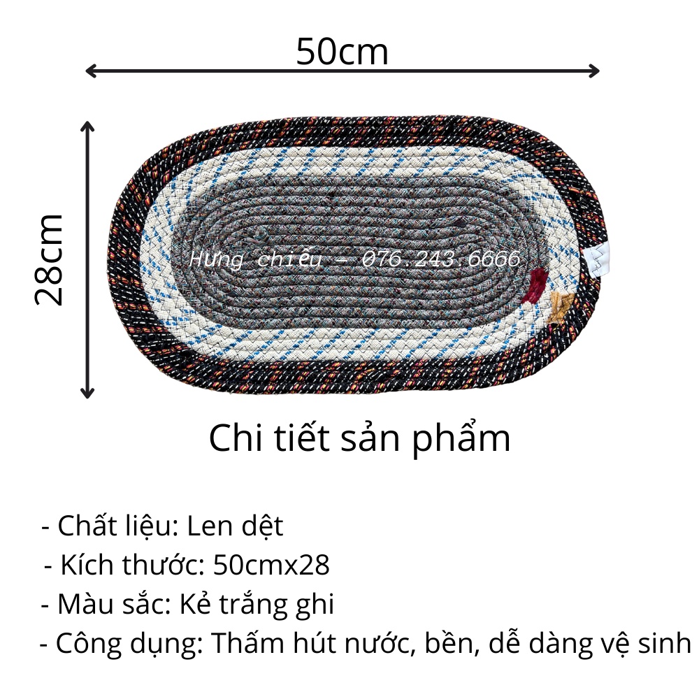 Thảm lau chân thấm nước nhà bếp, thảm chùi chân chống trượt nhà tắm hình ovan