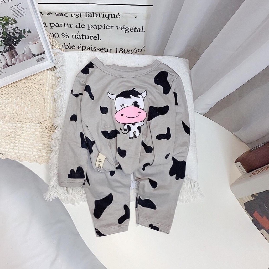 Bộ dài tay cho bé trai bé gái BÒ SỮA  Đồ bé trai gái quần áo trẻ em thun lạnh họa tiết BÒ SỮA Minky Mom