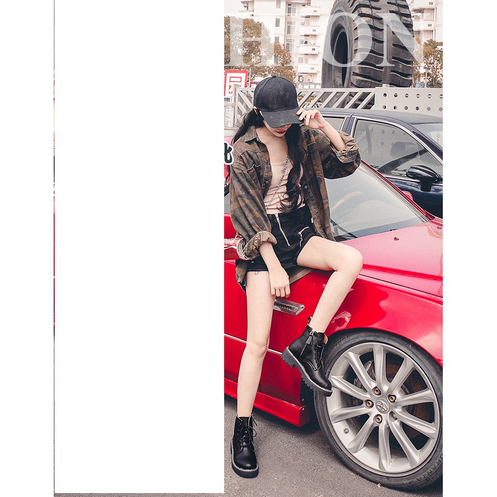 Order 12-15 ngày HÀNG LOẠI 1 - BOOTS - BỐT DA CAO CỔ BUỘC DÂY ĐẾ BẰNG RĂNG CƯA | BigBuy360 - bigbuy360.vn