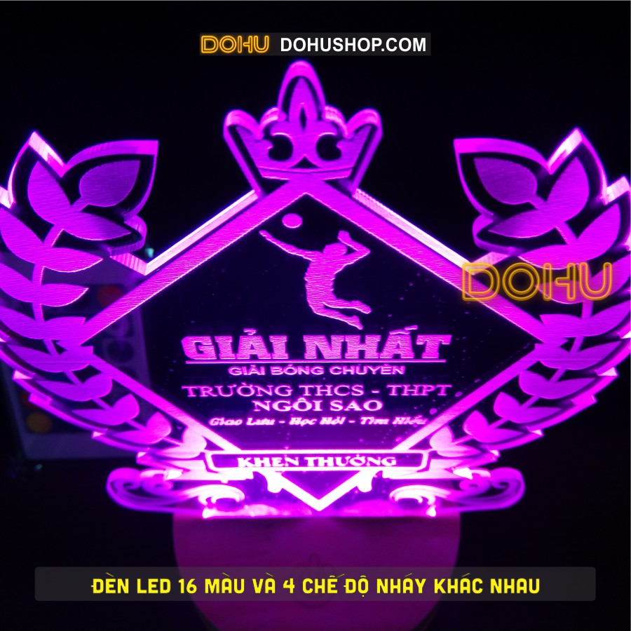Cúp Kỷ Niệm Chương, Quà Tặng Lưu Niệm  Bằng Nhựa Mica Khắc 3D Chìm