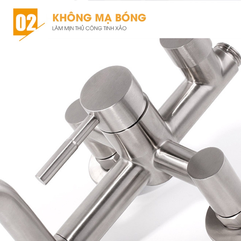 Bộ sen cây tắm nóng lạnh Inox SUS304 tròn thẳng, bảo hành 12 tháng, độ bền cao, không hoen gỉ 3002