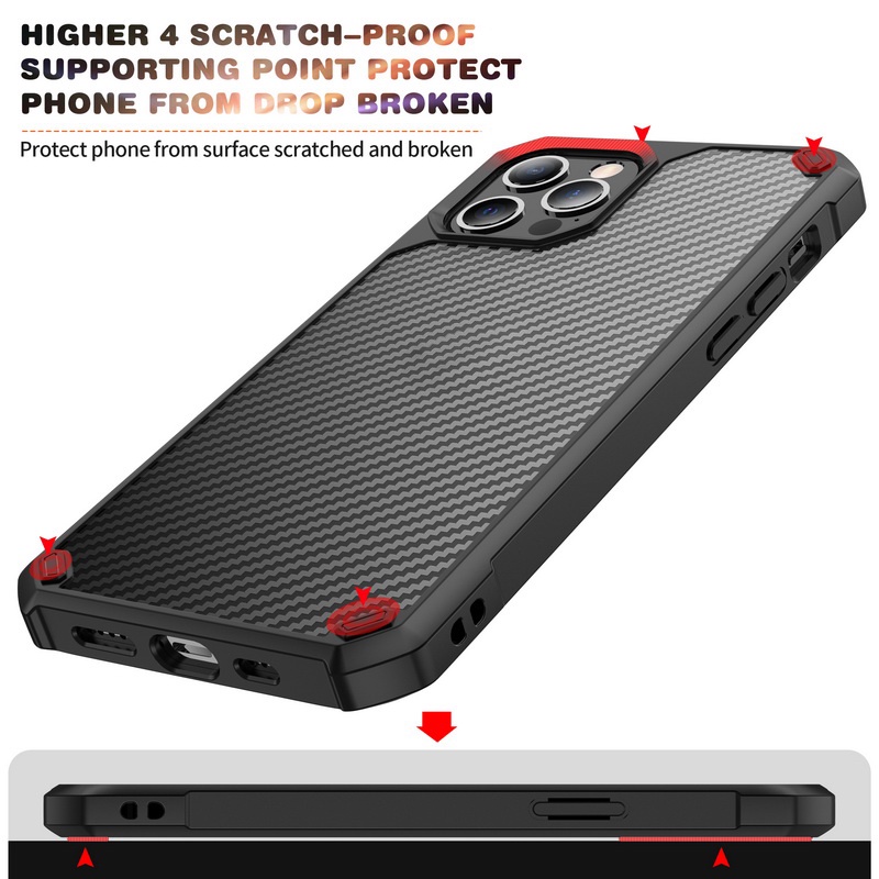 Ốp Điện Thoại Cứng Trong Suốt Chống Sốc Họa Tiết Sợi Carbon Cho iPhone 13 12 11 Pro Max X XS XR 8 7 Plus + SE 2020