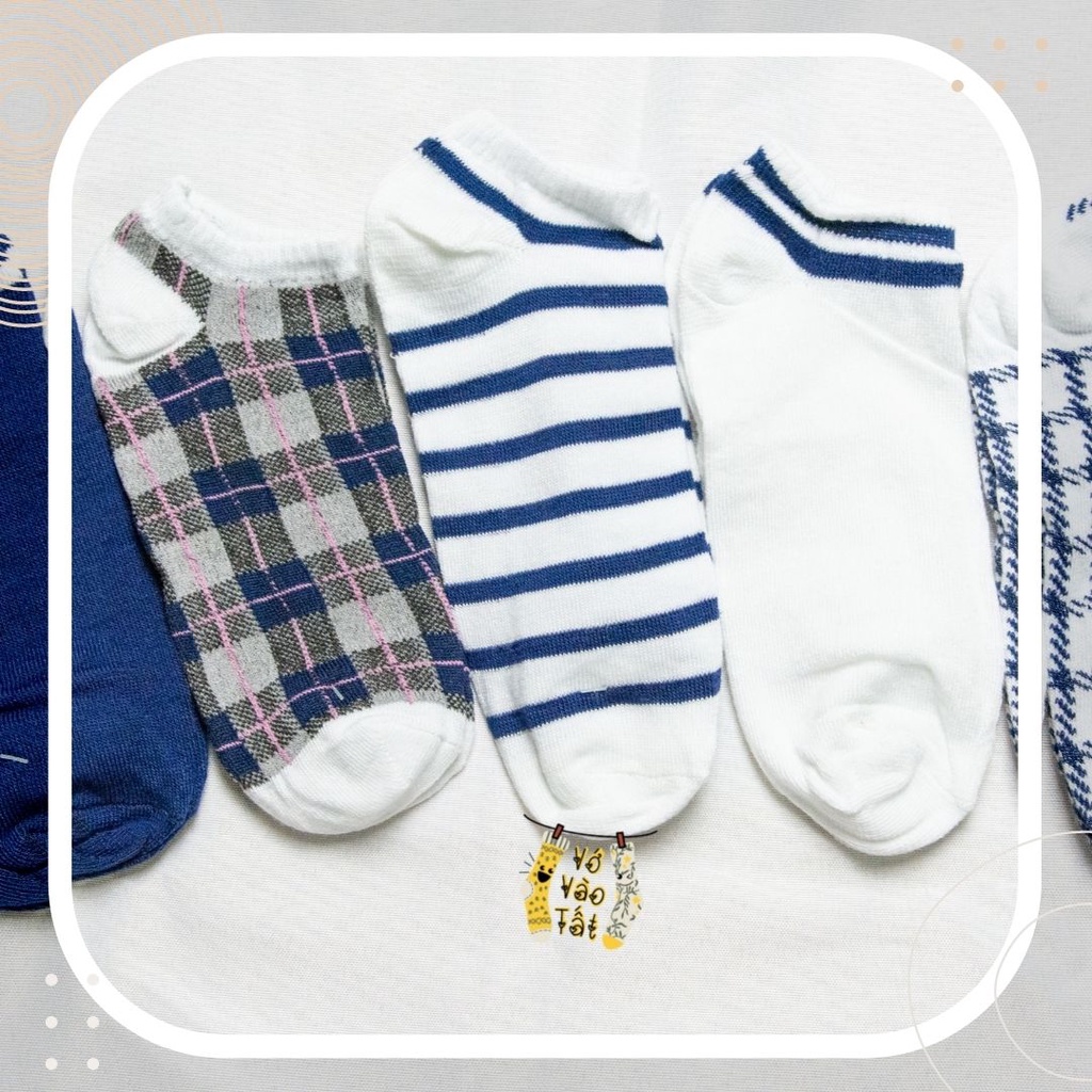 5 đôi vớ/ tất nữ cổ ngắn xanh đậm