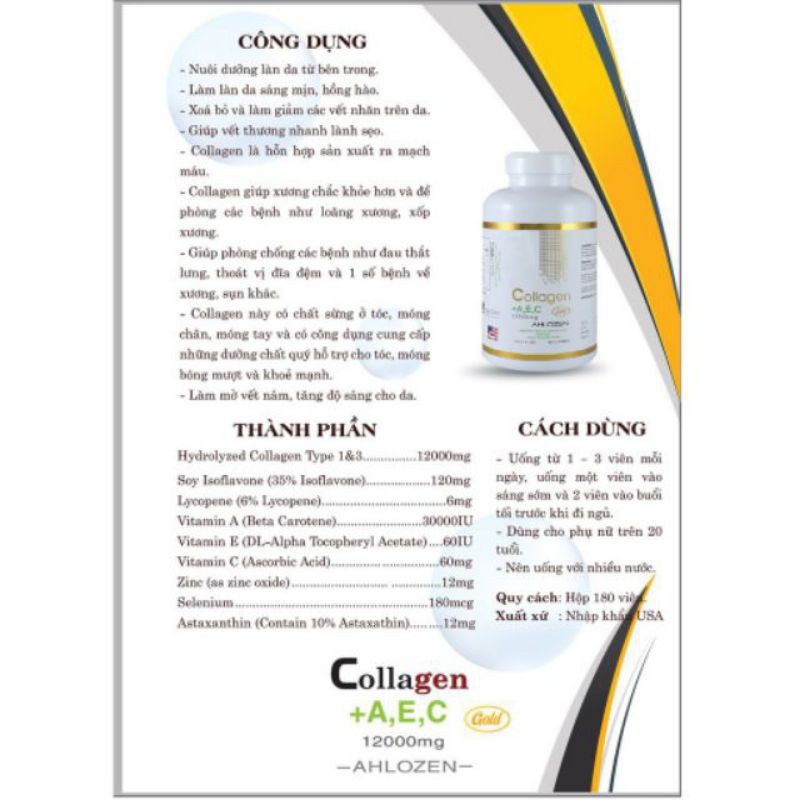 Viên uống Collagen AEC 12000mg date mới