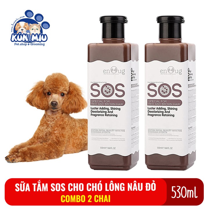 2 chai Sữa tắm SOS cho chó lông nâu đỏ chai 530ml màu nâu, hàng chính hãng