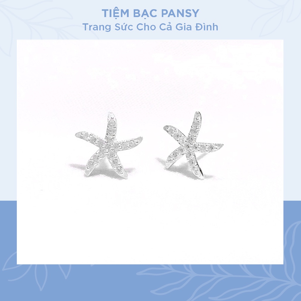 Bông tai bạc ta PANSY hình sao biển đính đá nhỏ xinh - Khuyên tai nữ bạc đẹp