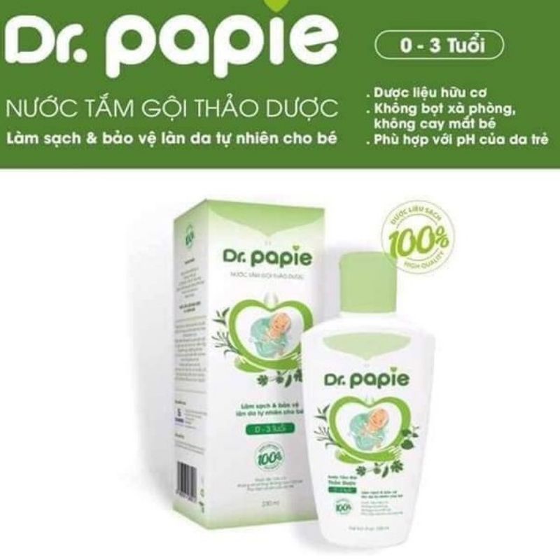 Sữa Tắm Gội Thảo Dược- Nước Tắm Thảo Dược Dr.Papie Dung Tích 230ml