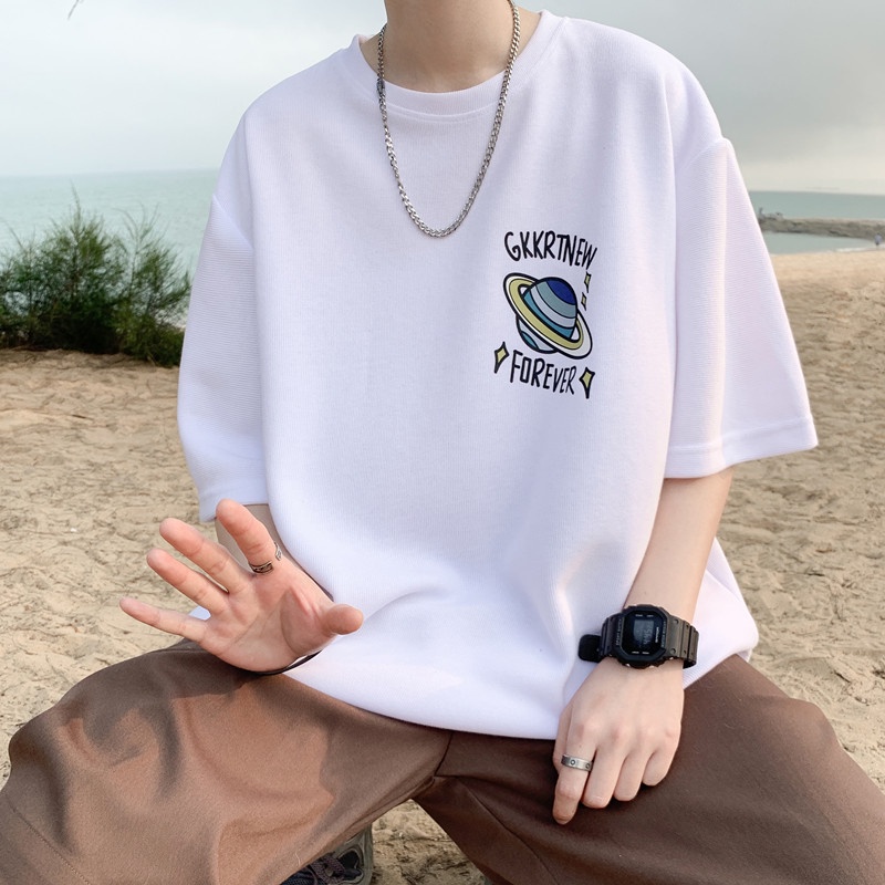 Áo thun dáng rộng cỡ lớn in họa tiết Nasa phong cách harajuku Nhật Bản thời trang năng động cho nam size S-8XL