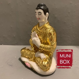 Tượng Phật Thích Ca bột đá trắng 18cm