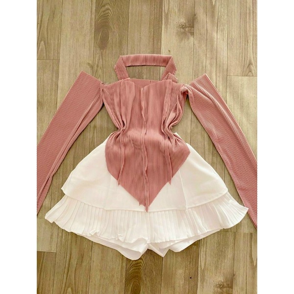 Áo thun gân len tay dài đắp chéo Chocker ❤️❤️❤️N98777