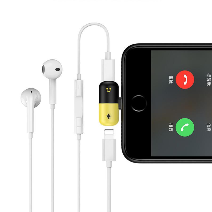 Jack chia Lightning 1 ra 2 cho Sạc và Tai nghe cho Iphone 7 Phiên Bản 2018