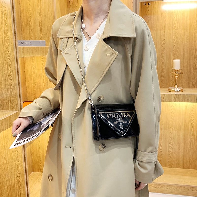 Túi #prada da bóng mini đeo chéo xịn fullbox 19cm