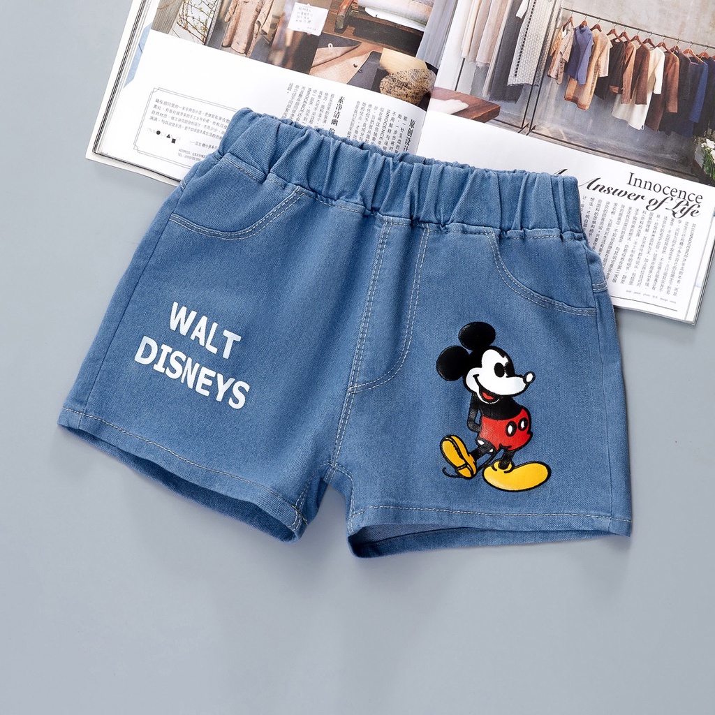 Quần Short Jean Lưng Thun Thời Trang Mùa Hè Dành Cho Bé 2-12 Tuổi