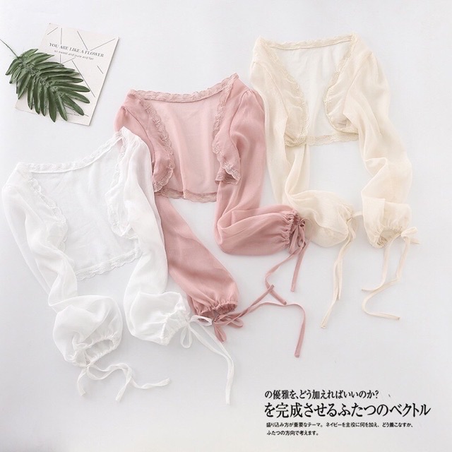 Áo choàng voan 🥰 áo kimono voan 😘 áo khoác croptop voan ren mẫu 7