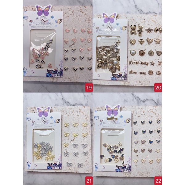 Phụ kiện charm gấu charm nơ hoạt hình mix mẫu gắn móng tay nail