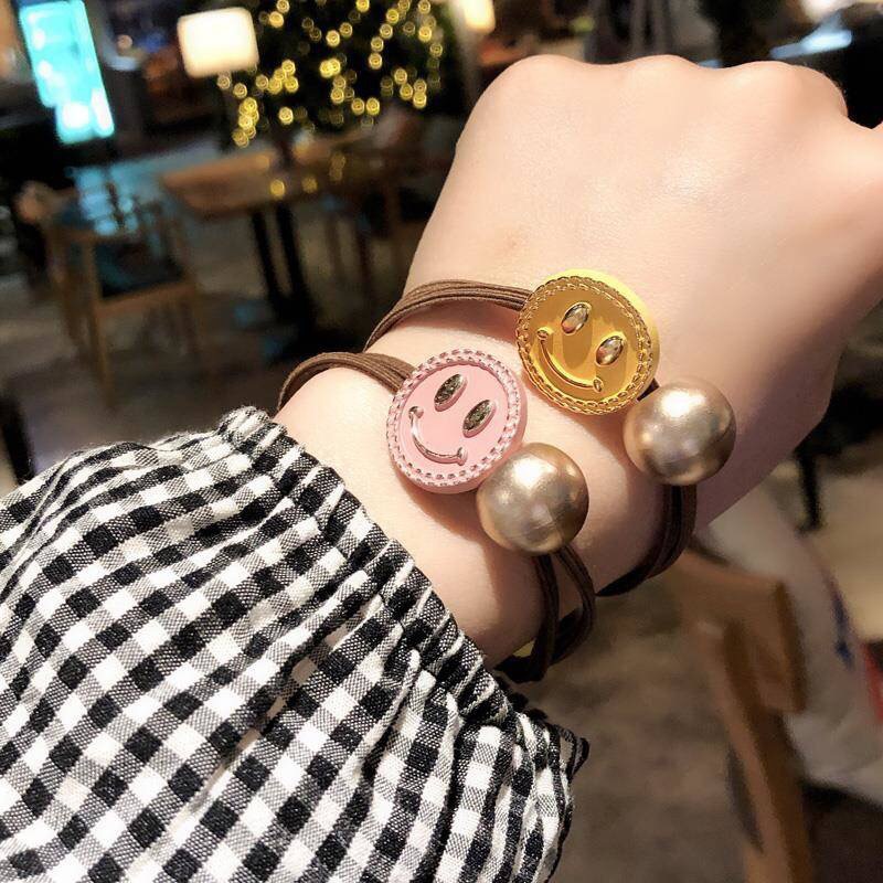 Dây buộc tóc thiết kế phối mặt cười xinh xắn, phong cách thời trang Hàn Quốc