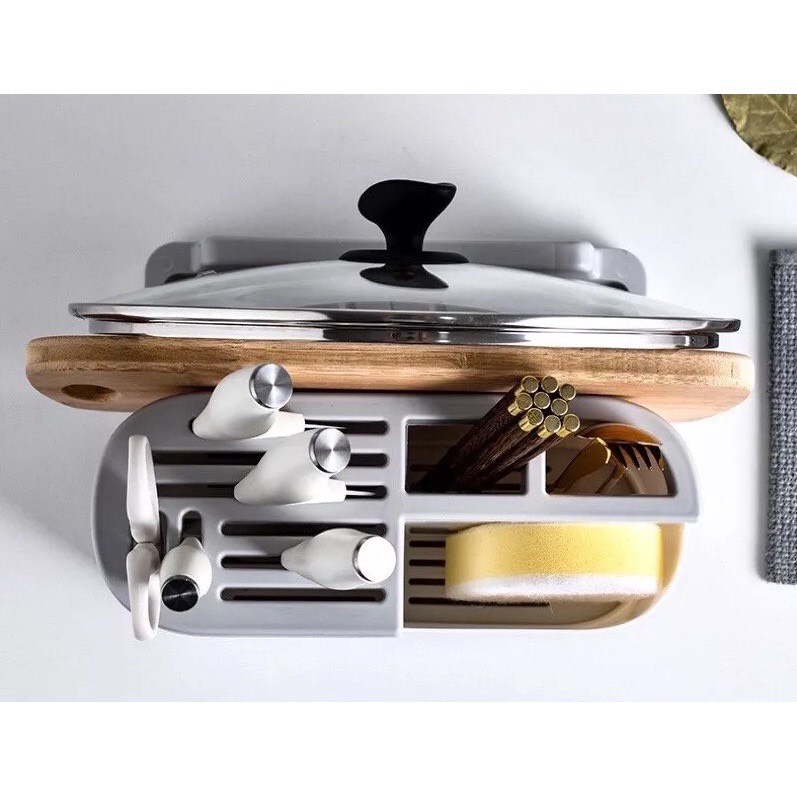 Kệ để dao thớt đa năng, giá đựng đũa muỗng, hộp để dao thớt bằng nhựa, kệ để nắp nồi thông minh